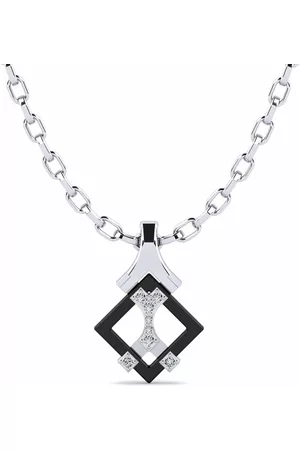 GLAMIRA Keramiska HERRHALSBAND Hängsmycke Frampton 375 Vitguld/Swarovski Kristaller