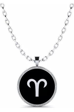 GLAMIRA Symboler HERRHALSBAND Hängsmycke Patrat - Aries 585 Vitguld/Swarovski Kristaller