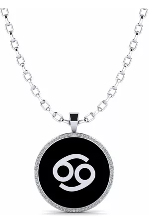 GLAMIRA Symboler HERRHALSBAND Hängsmycke Patrat - Cancer 585 Vitguld/Swarovski Kristaller