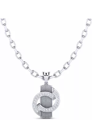 GLAMIRA Fashion HERRHALSBAND Hängsmycke Berlan 585 Vitguld/Swarovski Kristaller