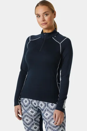 Helly Hansen Dam Lifa Merino Baslager Med 1/2 Dragkedja Marinblå L