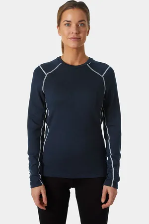 Helly Hansen Dam Lifa Merino Crew Baslager I Mellanvikt Marinblå L