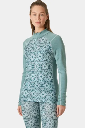 Helly Hansen Dam Lifa Merino Baslager 1/2 Dragkedja Grön L