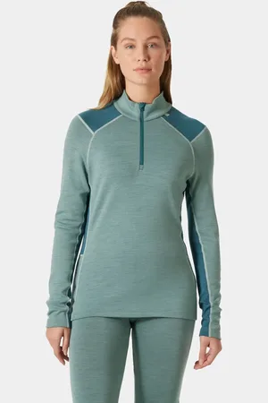 Helly Hansen Dam Lifa Merino Baslager Med 1/2 Dragkedja Grön L