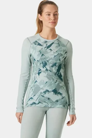 Helly Hansen Dam Lifa Merino Graphic Baslager I Mellanviktsklass Grön L