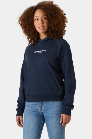 Helly Hansen Dam Bomull Fleecejackahoodie Marinblå L