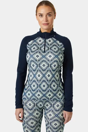 Helly Hansen Dam Lifa Merino Baslager 1/2 Dragkedja Marinblå L