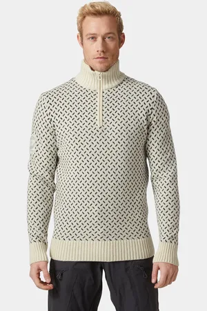 Helly Hansen Herr Arctic Ocean Icelander Ullstickad Tröja 1/2 Dragkedja Beige 2XL