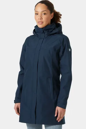 Helly Hansen Dam Aden Lång Regnjacka Marinblå L