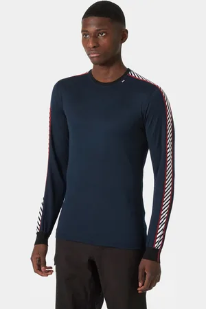 Helly Hansen Herr HH Lifa Stripe Crew Baslager Marinblå 2XL