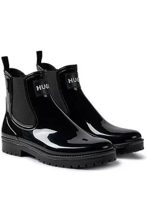 HUGO BOSS Kvinna Gummistövlar - Glossy PVC rain boots with logo badge
