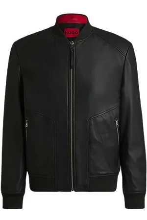 HUGO BOSS Slim-fit bomber jacket in leather