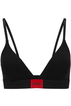 HUGO BOSS Stretch-cotton triangle bra with red logo label