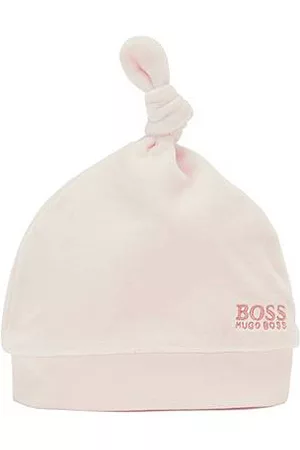 HUGO BOSS Baby beanie hat in cotton-blend velvet with logo