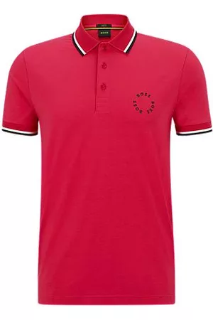 HUGO BOSS Man Pikétröjor - Stretch-cotton slim-fit polo shirt with circular branding