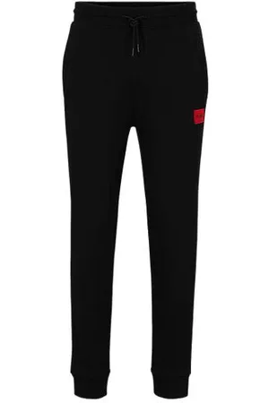 HUGO BOSS Cotton-terry tracksuit bottoms with logo label