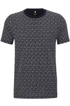 HUGO BOSS Man Stickade tröjor - Slim-fit T-shirt in pure-cotton jacquard