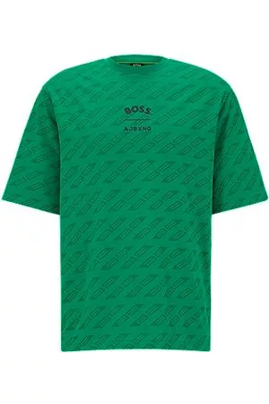 HUGO BOSS Man Stickade tröjor - X AJBXNG relaxed-fit logo-print T-shirt with monogram jacquard
