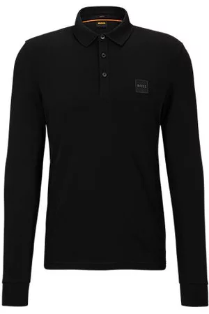 HUGO BOSS Man Pikétröjor - Long-sleeved slim-fit polo shirt with logo patch