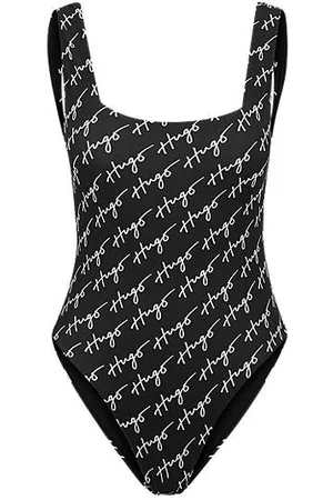 HUGO BOSS Kvinna Baddräkter - Square-neck swimsuit with handwritten logo motif