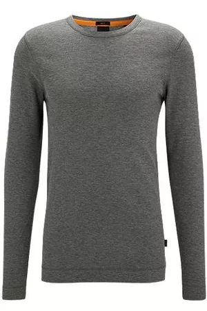 HUGO BOSS Man Långärmade t-shirts - Slim-fit long-sleeved T-shirt in waffle cotton