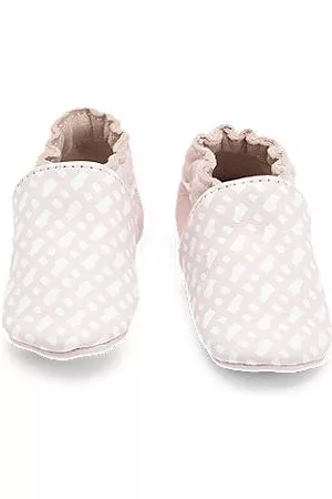 HUGO BOSS Flicka Tofflor - Gift-boxed monogram-print leather slippers for babies