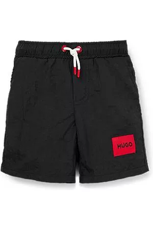 HUGO BOSS Pojke Badshorts - Kids' swim shorts with red logo label