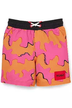 HUGO BOSS Pojke Badshorts - Kids' quick-drying swim shorts with seasonal print