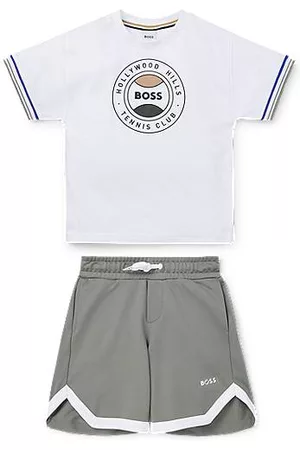 HUGO BOSS Pojke Kortärmade t-shirts - Kids' shorts and T-shirt set with tennnis-inspired artwork