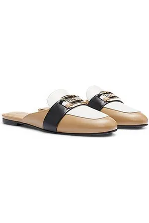 HUGO BOSS Kvinna Loafers - Leather moccasins with logo hardware