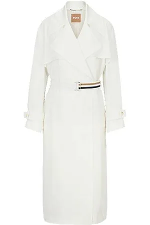 HUGO BOSS Kvinna Trenchcoats - Regular-fit trench coat with signature-stripe belt