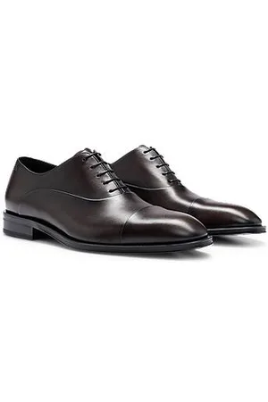 HUGO BOSS Man Finskor - Italian-made leather Oxford shoes with branding
