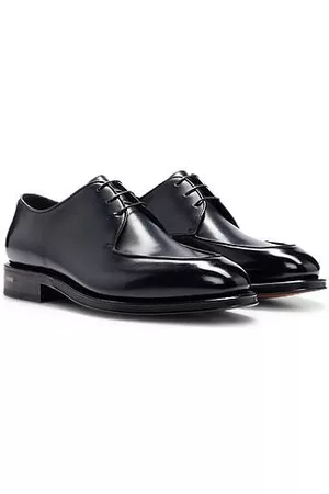 HUGO BOSS Man Fodrade skor - Burnished-leather Derby shoes with leather lining