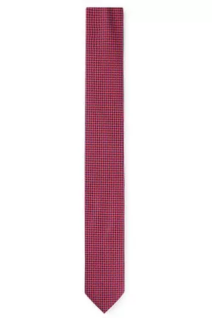 HUGO BOSS Man Slipsar - Silk-jacquard tie with micro pattern