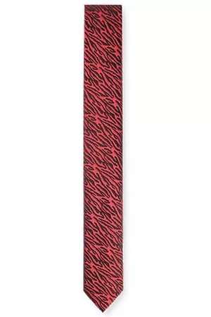 HUGO BOSS Man Slipsar - Animal-print jacquard tie blended with silk