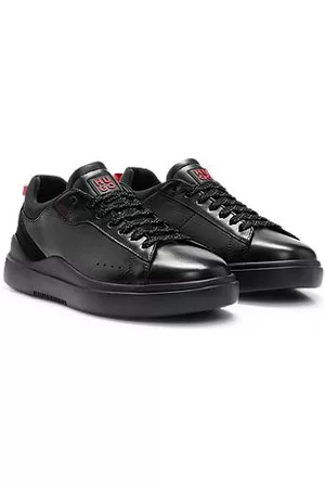 HUGO BOSS Man Sneakers - Leather cupsole trainers with suede trims