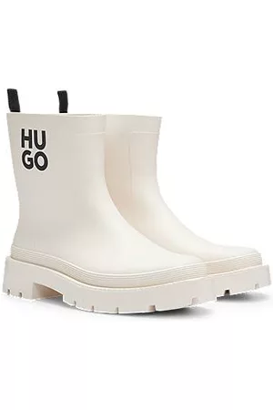 HUGO BOSS Kvinna Gummistövlar - Rubberised rain boots with contrast stacked logo