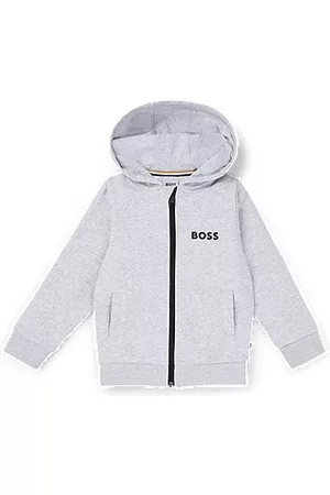 HUGO BOSS Pojke Hoodies - Kids' cotton-blend zip-up hoodie with contrast logo