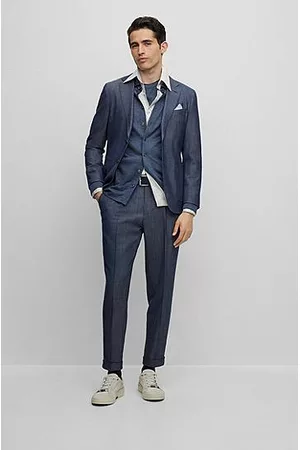 HUGO BOSS Man Kostymer - Slim-fit suit in stretch wool with silk and linen