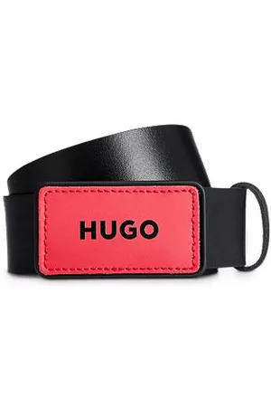HUGO BOSS Man Läderbälten - Leather belt with interchangeable buckle patches