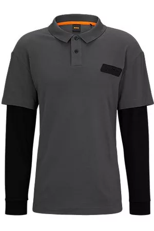 HUGO BOSS Man Pikétröjor - Relaxed-fit cotton-piqué polo shirt with double sleeves