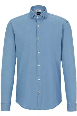 HUGO BOSS Man Jeansskjortor - Casual-fit shirt in pure-cotton denim