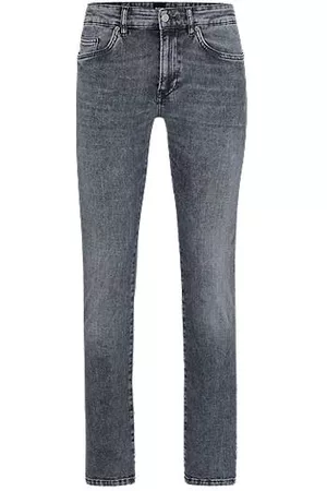 HUGO BOSS Man Slim jeans - Slim-fit jeans in stonewashed grey Italian stretch denim