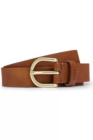 HUGO BOSS Kvinna Läderbälten - Italian-leather belt with emed-logo keeper