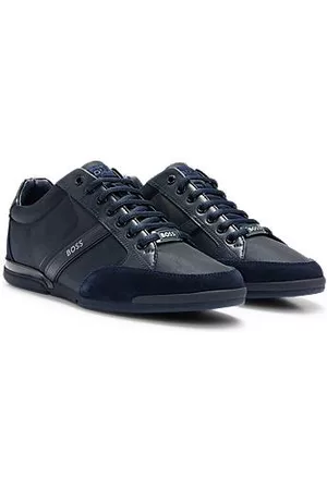 HUGO BOSS Man Sneakers - Mixed-material trainers with suede and faux leather