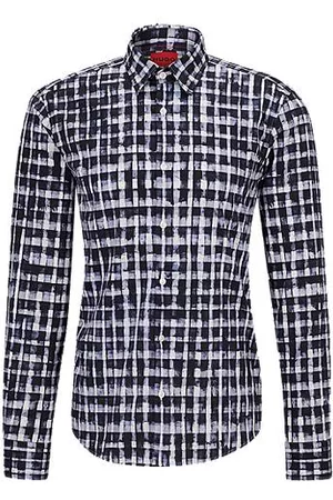 HUGO BOSS Man Casual skjortor - Slim-fit shirt in logo-print stretch cotton