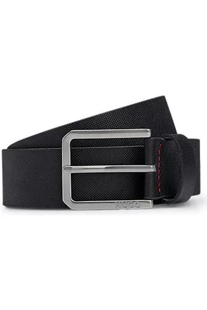 HUGO BOSS Man Läderbälten - Structured-leather belt with logo buckle