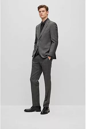 HUGO BOSS Man Kostymer - Three-piece regular-fit suit in checked virgin wool