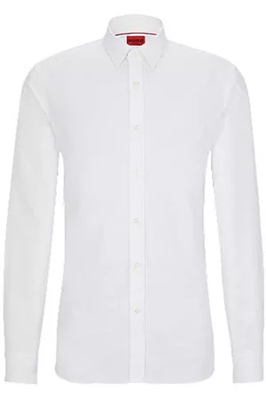 HUGO BOSS Man Stickade tröjor - Extra-slim-fit shirt in paisley-print cotton jacquard