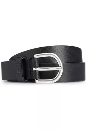 HUGO BOSS Kvinna Läderbälten - Italian-leather belt with emed-logo keeper